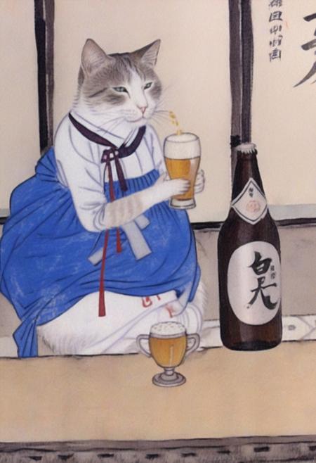 60251-503640595-sd_xl_base_1.0_0.9vae-Euler a-best quality shinyunbok painting a cat wearing dress.png